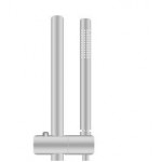 Aqua Round Brushed Nickel Stainless Steel Rail with Handheld Shower, Fixed Wall Connector Set